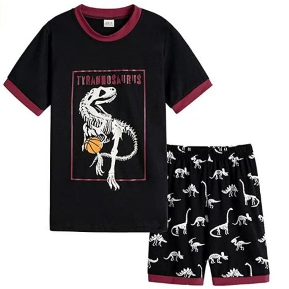 Big Boys Glow in Dark Skull Pjs Cotton Sleepwear Comfy Pajama Shorts Sets Pajamas